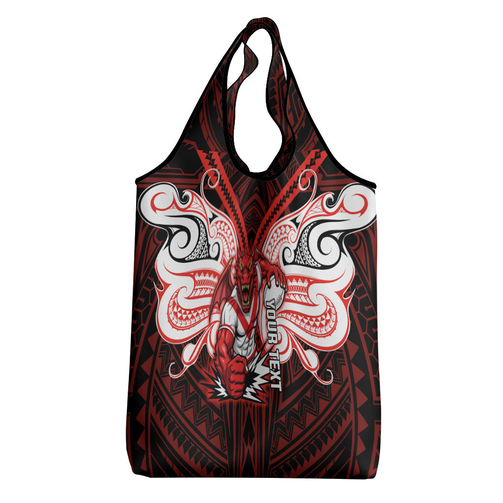 Custom St. George Illawarra Dragons Grocery Bag Dragon Warrior Polynesia Islander Rugby Mascot