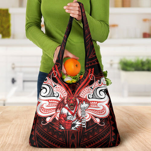 Custom St. George Illawarra Dragons Grocery Bag Dragon Warrior Polynesia Islander Rugby Mascot