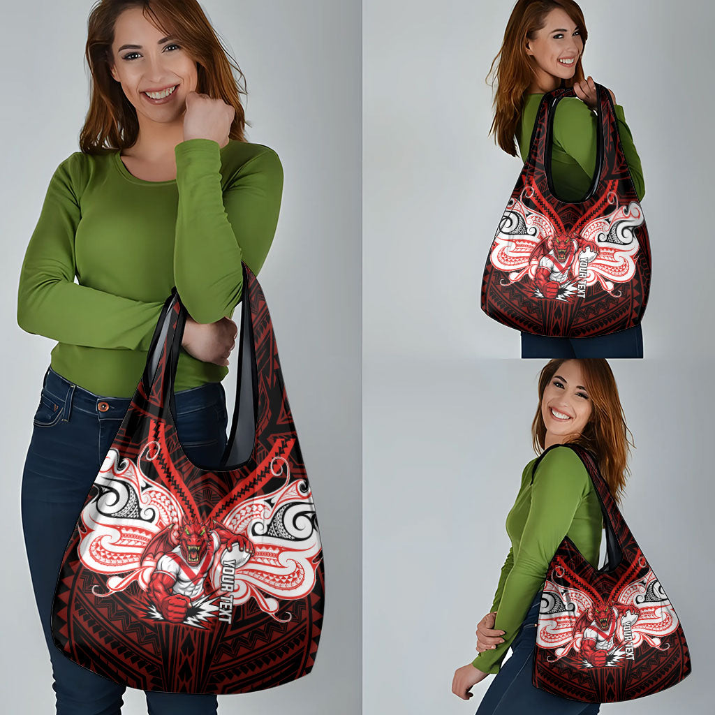 Custom St. George Illawarra Dragons Grocery Bag Dragon Warrior Polynesia Islander Rugby Mascot