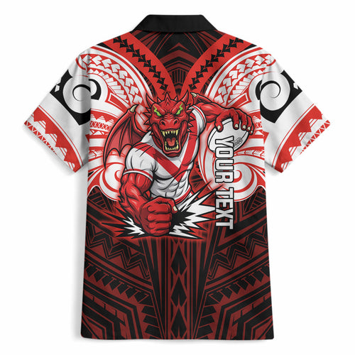 Custom St. George Illawarra Dragons Hawaiian Shirt Dragon Warrior Polynesia Islander Rugby Mascot