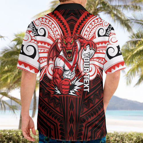 Custom St. George Illawarra Dragons Hawaiian Shirt Dragon Warrior Polynesia Islander Rugby Mascot