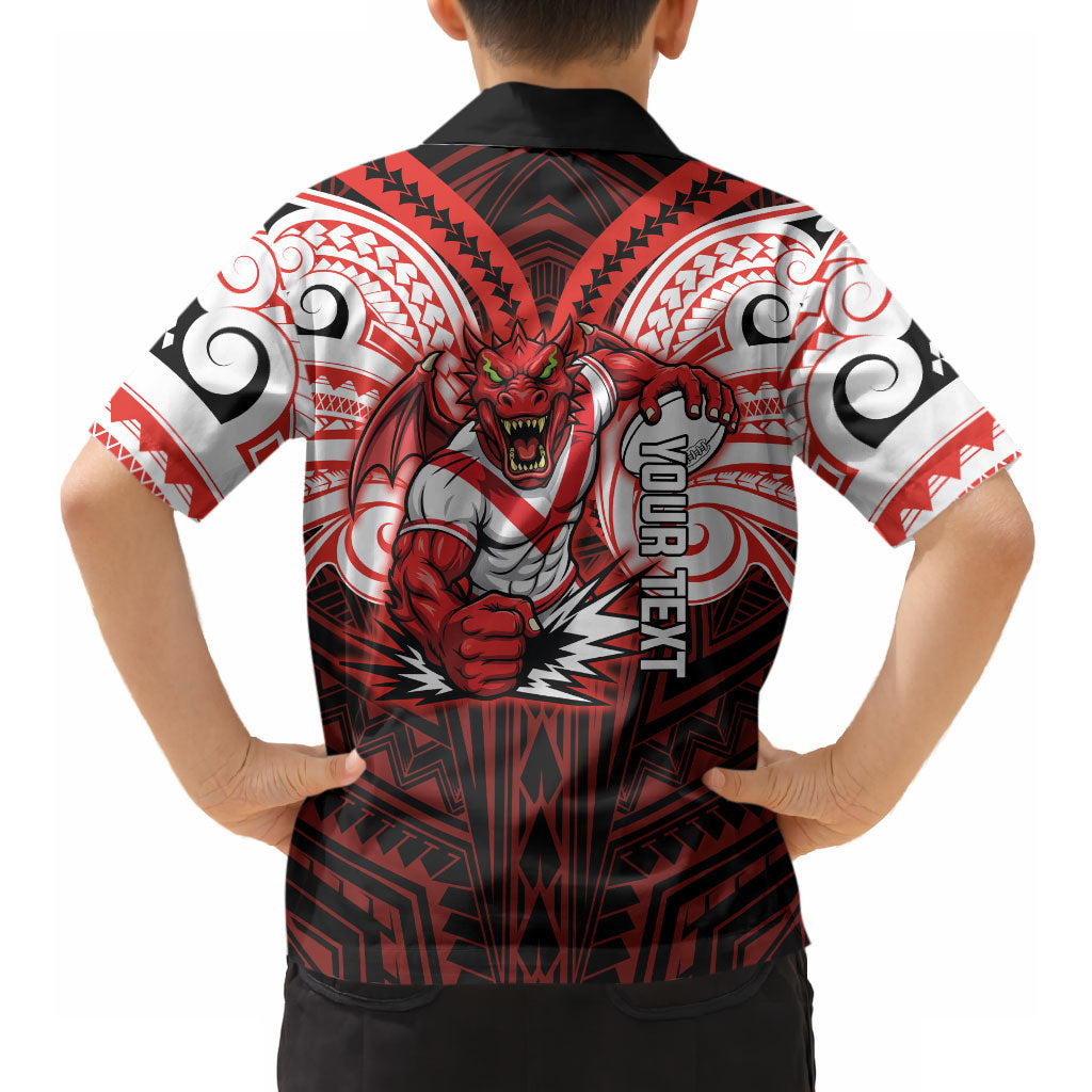 Custom St. George Illawarra Dragons Hawaiian Shirt Dragon Warrior Polynesia Islander Rugby Mascot