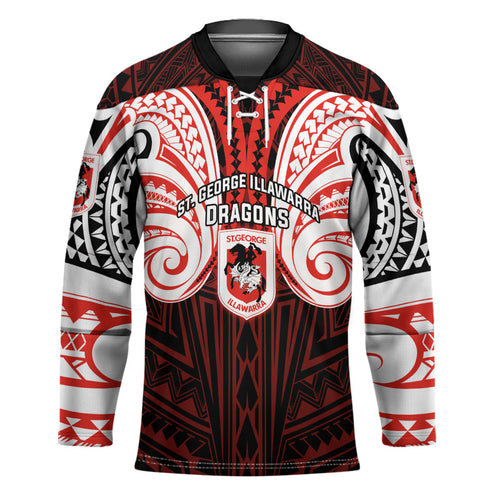 Custom St. George Illawarra Dragons Hockey Jersey Dragon Warrior Polynesia Islander Rugby Mascot