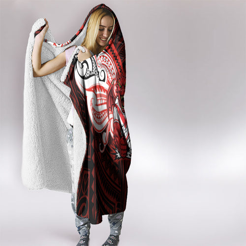 Custom St. George Illawarra Dragons Hooded Blanket Dragon Warrior Polynesia Islander Rugby Mascot