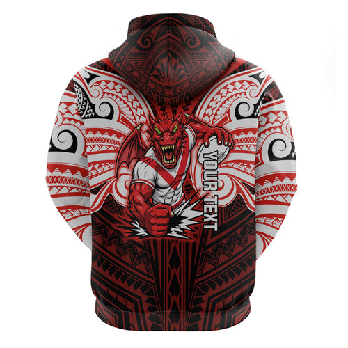 Custom St. George Illawarra Dragons Hoodie Dragon Warrior Polynesia Islander Rugby Mascot