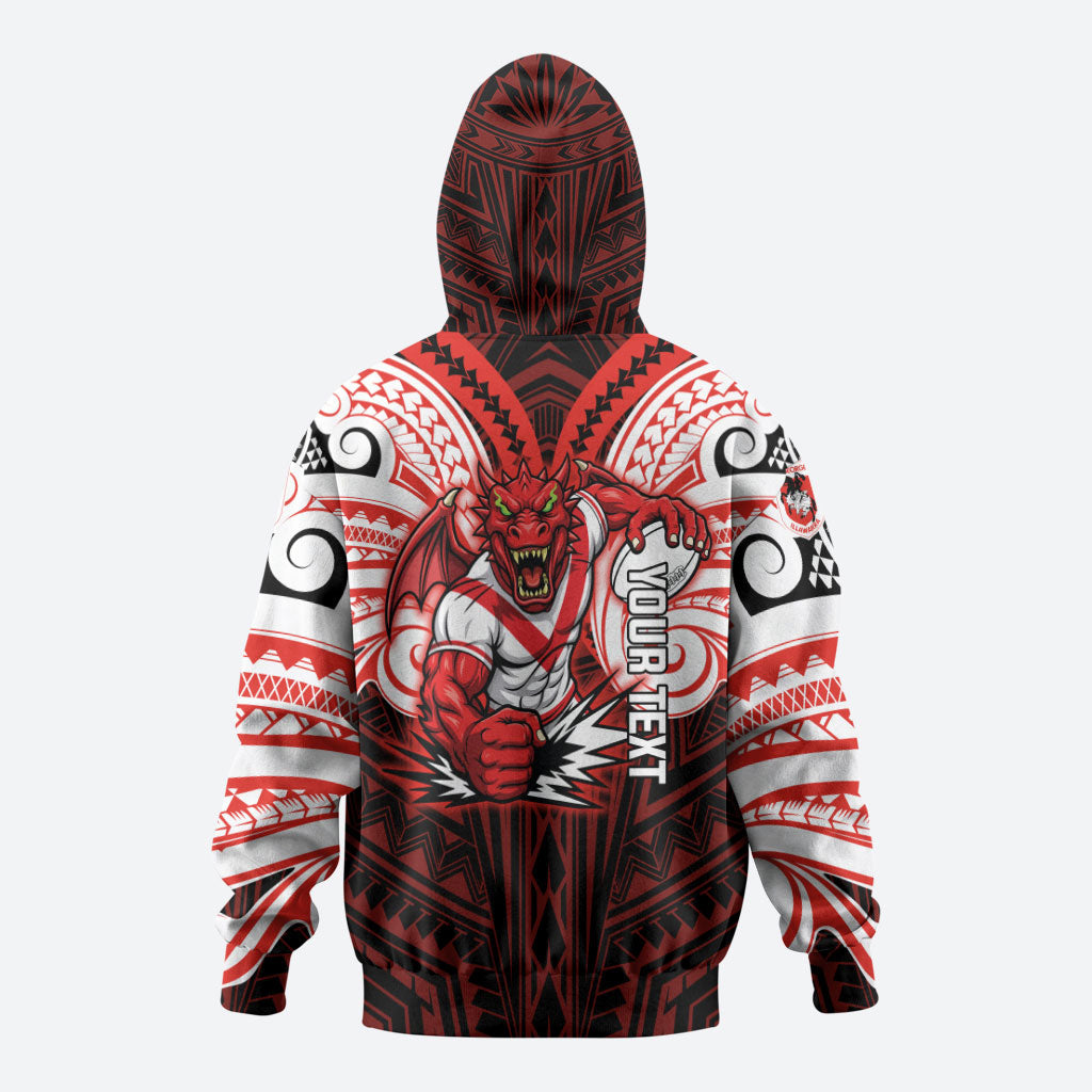 Custom St. George Illawarra Dragons Hoodie Dragon Warrior Polynesia Islander Rugby Mascot