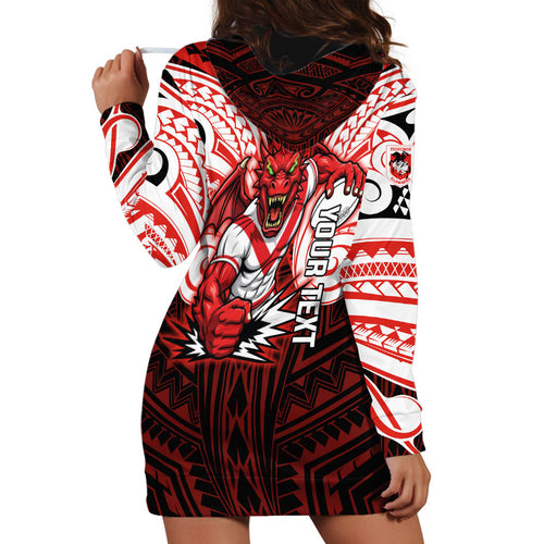 Custom St. George Illawarra Dragons Hoodie Dress Dragon Warrior Polynesia Islander Rugby Mascot