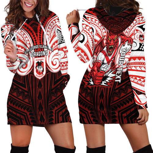 Custom St. George Illawarra Dragons Hoodie Dress Dragon Warrior Polynesia Islander Rugby Mascot