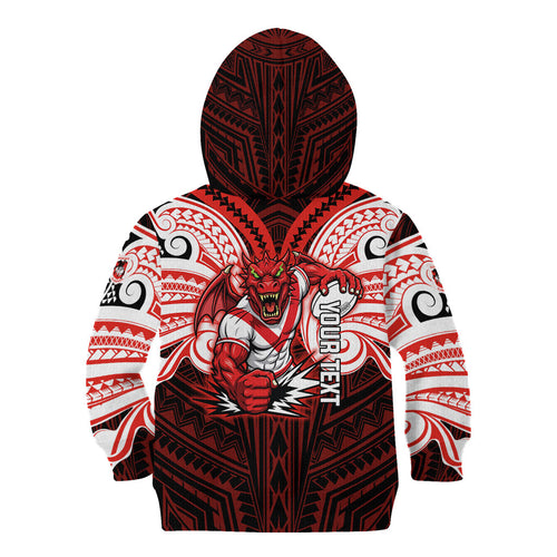 Custom St. George Illawarra Dragons Kid Hoodie Dragon Warrior Polynesia Islander Rugby Mascot