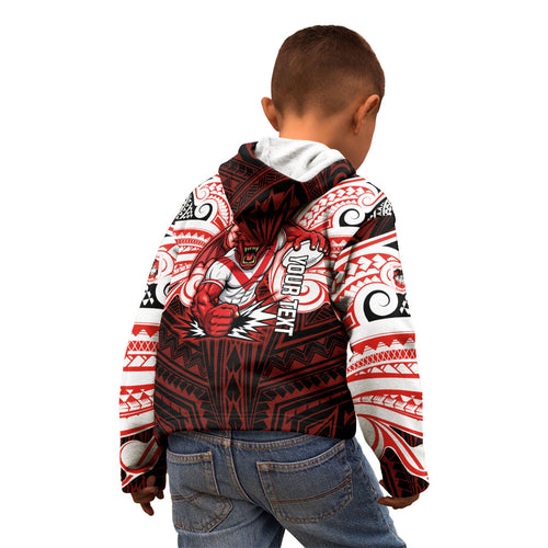 Custom St. George Illawarra Dragons Kid Hoodie Dragon Warrior Polynesia Islander Rugby Mascot