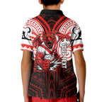 Custom St. George Illawarra Dragons Kid Polo Shirt Dragon Warrior Polynesia Islander Rugby Mascot