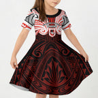 Custom St. George Illawarra Dragons Kid Short Sleeve Dress Dragon Warrior Polynesia Islander Rugby Mascot