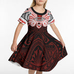 Custom St. George Illawarra Dragons Kid Short Sleeve Dress Dragon Warrior Polynesia Islander Rugby Mascot