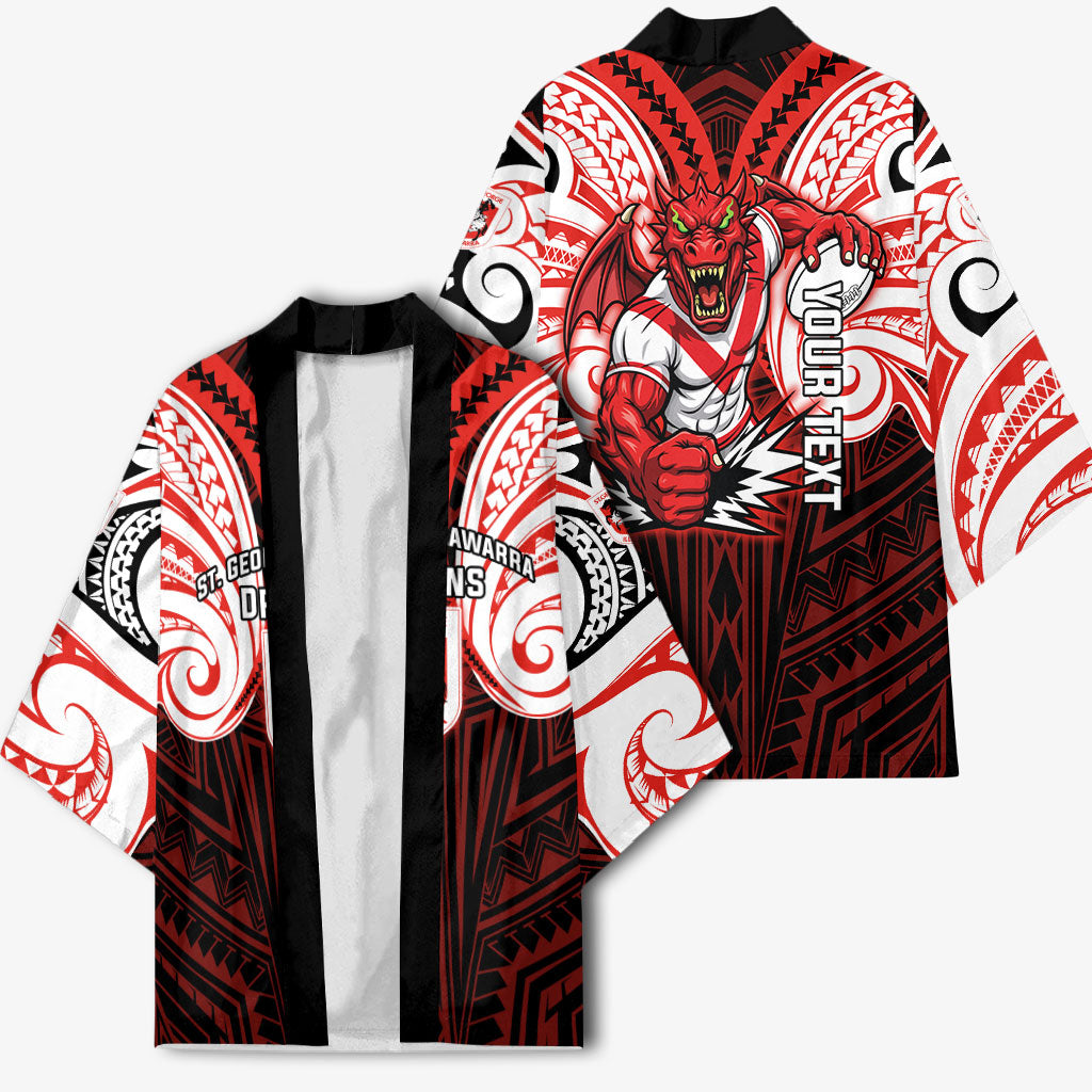 Custom St. George Illawarra Dragons Kimono Dragon Warrior Polynesia Islander Rugby Mascot