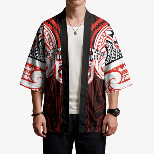 Custom St. George Illawarra Dragons Kimono Dragon Warrior Polynesia Islander Rugby Mascot