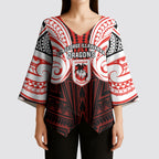 Custom St. George Illawarra Dragons Kimono Sleeve Blouse Dragon Warrior Polynesia Islander Rugby Mascot