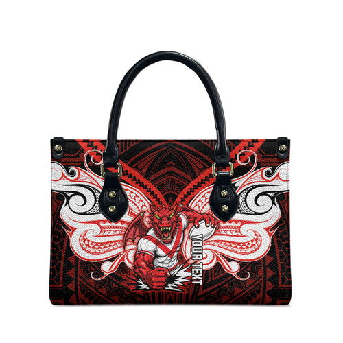 Custom St. George Illawarra Dragons Leather Bag Dragon Warrior Polynesia Islander Rugby Mascot