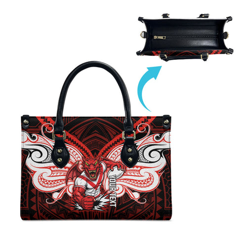 Custom St. George Illawarra Dragons Leather Bag Dragon Warrior Polynesia Islander Rugby Mascot