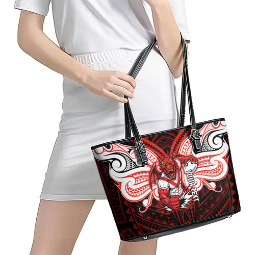 Custom St. George Illawarra Dragons Leather Tote Bag Dragon Warrior Polynesia Islander Rugby Mascot