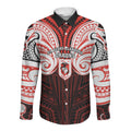 Custom St. George Illawarra Dragons Long Sleeve Button Shirt Dragon Warrior Polynesia Islander Rugby Mascot