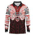 Custom St. George Illawarra Dragons Long Sleeve Polo Shirt Dragon Warrior Polynesia Islander Rugby Mascot