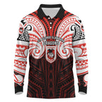 Custom St. George Illawarra Dragons Long Sleeve Polo Shirt Dragon Warrior Polynesia Islander Rugby Mascot
