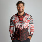 Custom St. George Illawarra Dragons Long Sleeve Polo Shirt Dragon Warrior Polynesia Islander Rugby Mascot