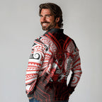 Custom St. George Illawarra Dragons Long Sleeve Polo Shirt Dragon Warrior Polynesia Islander Rugby Mascot