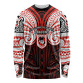 Custom St. George Illawarra Dragons Long Sleeve Shirt Dragon Warrior Polynesia Islander Rugby Mascot