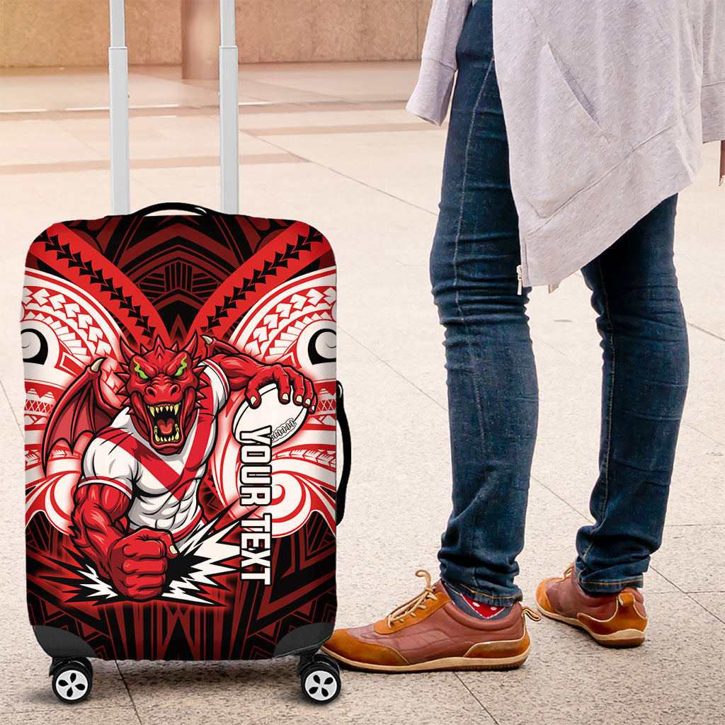 Custom St. George Illawarra Dragons Luggage Cover Dragon Warrior Polynesia Islander Rugby Mascot
