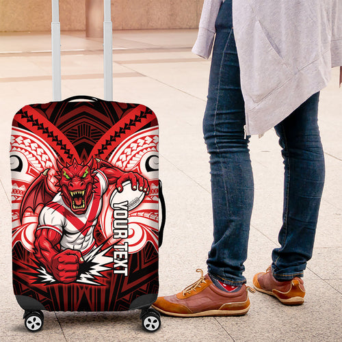 Custom St. George Illawarra Dragons Luggage Cover Dragon Warrior Polynesia Islander Rugby Mascot