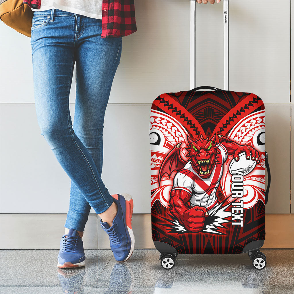 Custom St. George Illawarra Dragons Luggage Cover Dragon Warrior Polynesia Islander Rugby Mascot