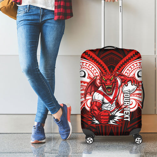 Custom St. George Illawarra Dragons Luggage Cover Dragon Warrior Polynesia Islander Rugby Mascot