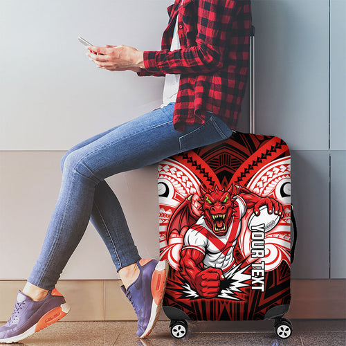 Custom St. George Illawarra Dragons Luggage Cover Dragon Warrior Polynesia Islander Rugby Mascot