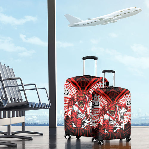 Custom St. George Illawarra Dragons Luggage Cover Dragon Warrior Polynesia Islander Rugby Mascot