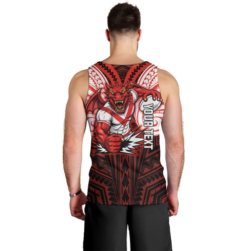 Custom St. George Illawarra Dragons Men Tank Top Dragon Warrior Polynesia Islander Rugby Mascot