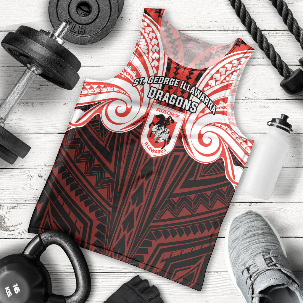 Custom St. George Illawarra Dragons Men Tank Top Dragon Warrior Polynesia Islander Rugby Mascot