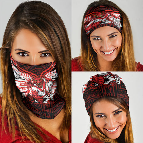 Custom St. George Illawarra Dragons Neck Gaiter Dragon Warrior Polynesia Islander Rugby Mascot