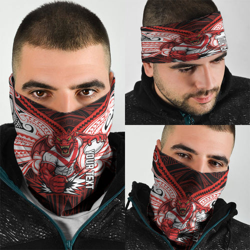 Custom St. George Illawarra Dragons Neck Gaiter Dragon Warrior Polynesia Islander Rugby Mascot