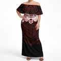 Custom St. George Illawarra Dragons Off Shoulder Maxi Dress Dragon Warrior Polynesia Islander Rugby Mascot
