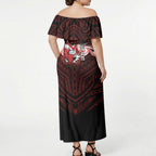 Custom St. George Illawarra Dragons Off Shoulder Maxi Dress Dragon Warrior Polynesia Islander Rugby Mascot
