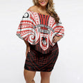 Custom St. George Illawarra Dragons Off Shoulder Short Dress Dragon Warrior Polynesia Islander Rugby Mascot