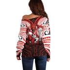 Custom St. George Illawarra Dragons Off Shoulder Sweater Dragon Warrior Polynesia Islander Rugby Mascot