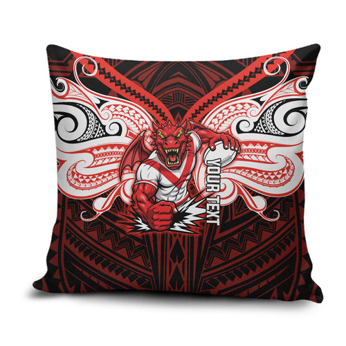 Custom St. George Illawarra Dragons Pillow Cover Dragon Warrior Polynesia Islander Rugby Mascot