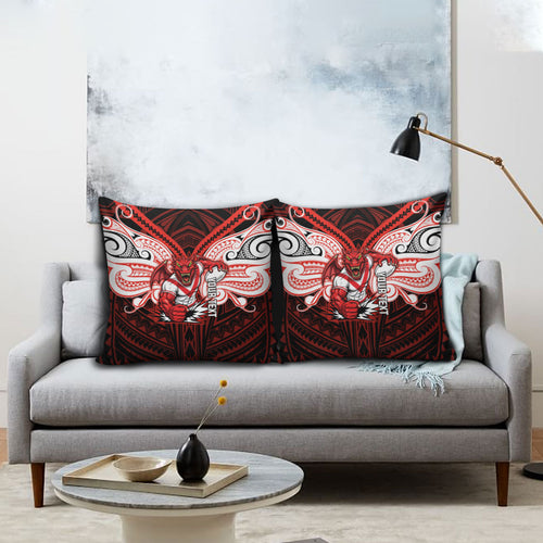 Custom St. George Illawarra Dragons Pillow Cover Dragon Warrior Polynesia Islander Rugby Mascot