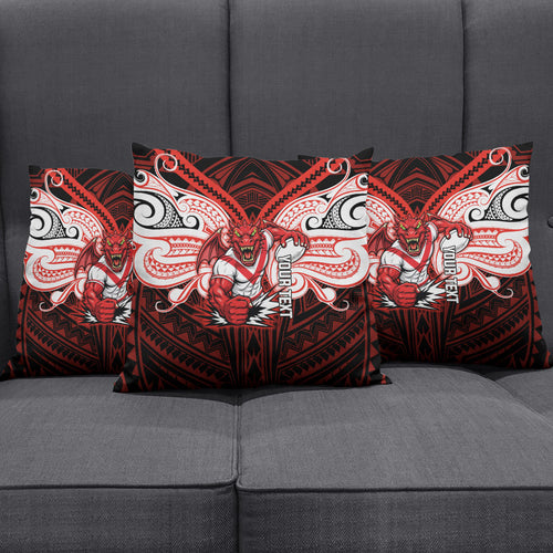 Custom St. George Illawarra Dragons Pillow Cover Dragon Warrior Polynesia Islander Rugby Mascot