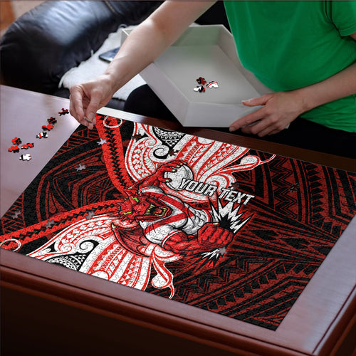 Custom St. George Illawarra Dragons Puzzle Dragon Warrior Polynesia Islander Rugby Mascot