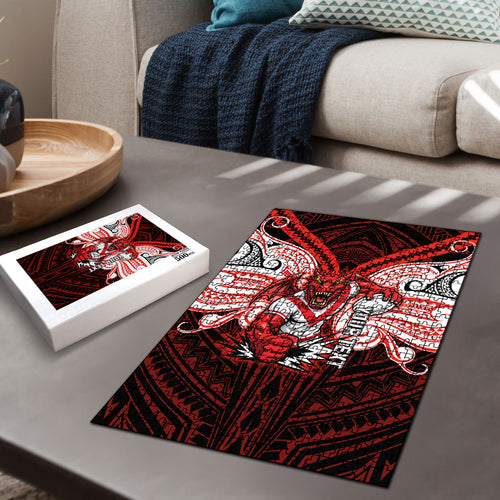 Custom St. George Illawarra Dragons Puzzle Dragon Warrior Polynesia Islander Rugby Mascot