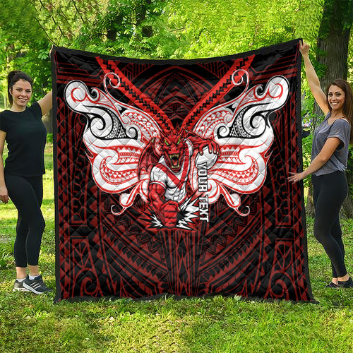 Custom St. George Illawarra Dragons Quilt Dragon Warrior Polynesia Islander Rugby Mascot