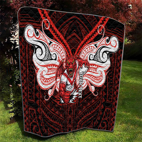 Custom St. George Illawarra Dragons Quilt Dragon Warrior Polynesia Islander Rugby Mascot